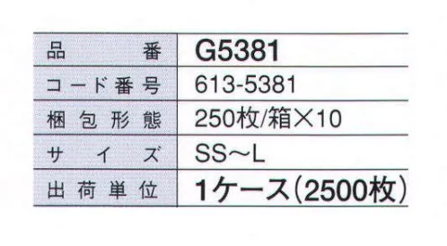 ガードナー G5381 清浄手袋ニトリル（2500枚/ケース） ラテックスのようなフィット感のニトリル手袋。指先エンボス加工。 ※この商品は、ご注文後のキャンセル・返品・交換ができませんので、ご注意下さいませ。※なお、この商品のお支払方法は、先振込（代金引換以外）にて承り、ご入金確認後の手配となります。 サイズ／スペック