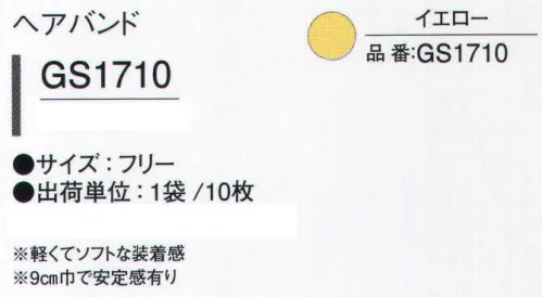 ガードナー GS1710 ヘアバンド(10枚入) 軽くてソフトな装着感。9cm巾で安定感有り。※10枚入りです。※この商品は、ご注文後のキャンセル・返品・交換ができませんので、ご注意下さいませ。※なお、この商品のお支払方法は、先振込（代金引換以外）にて承り、ご入金確認後の手配となります。 サイズ／スペック