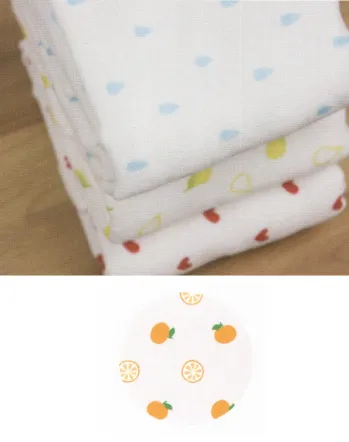 ギフト・アメニティ タオル ハイメン 4128F13 （3枚入）ガーゼのタオル フェイスタオル みかん サービスユニフォームCOM