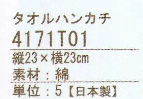 ハイメン 4171T01 タオルハンカチ（5枚入り） 表ガーゼ裏パイルのコトン素材でお肌にやさしいタオル♪この商品の売り上げの一部は、（社）盲導犬総合支援センターを通じ、補助犬育成及び障がい者の社会参加の支援活動に役立てられます。※5枚入りです。※この商品はご注文後のキャンセル、返品及び交換は出来ませんのでご注意下さい。※なお、この商品のお支払方法は、先振込（代金引換以外）にて承り、ご入金確認後の手配となります。 サイズ／スペック