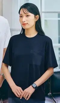 アイトス (ハイナック) 40502-011 スロープネック 半袖Tシャツ（ポケット付）