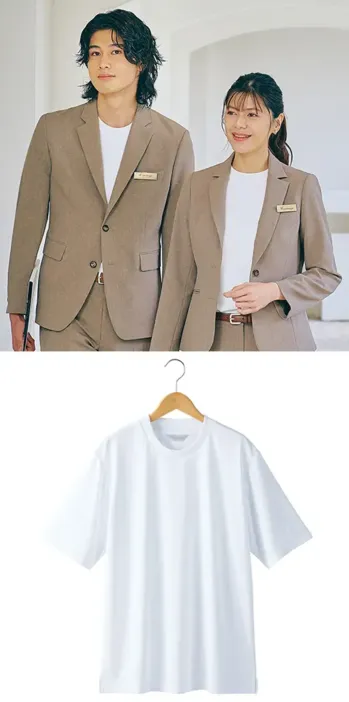 カジュアル 半袖Ｔシャツ アイトス (ハイナック) 40503-001 スロープネック 半袖Tシャツ（ポケット無し） サービスユニフォームCOM