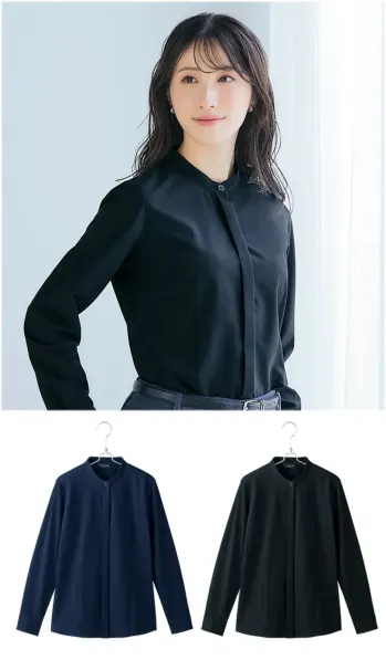 男女ペア 長袖ブラウス アイトス (ハイナック) 634231 長袖スタンドカラーブラウス 作業服JP