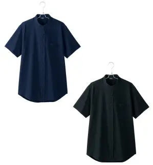 メンズ半袖スタンドカラーシャツ