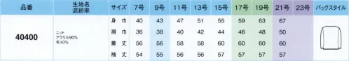 アイトス (ハイナック) 40400-097-B カーディガン　17号～19号 冷えから守ってくれる暖か厚手ニット冷えやすい女性に優しい、しっかりあったかタイプ。軽い着心地も魅力。【Renewal】より毛玉ができにくくなりました ＋ 抗菌防臭加工「ロンフレッシュ®」を付加※旧商品はHCN7500となります。※21号は受注生産になります。※受注生産品につきましては、ご注文後のキャンセル、返品及び他の商品との交換、色・サイズ交換が出来ませんのでご注意くださいませ。※受注生産品のお支払い方法は、先振込み（代金引換以外）にて承り、ご入金確認後の手配となります。 サイズ／スペック