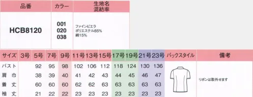 アイトス (ハイナック) B8120-01 半袖ブラウス（リボン付） 顔に近い衿元の表情は、コーディネートの優先課題。 綿混のソフトな着心地。防透糸を使ったスケ防止効果で、空調の整ったオフィスでは、これ一枚でも十分着映えします。リボンは取り外し可能だから、アウターとのマッチングで上手に衿元コーディネートして。※21号・23号は受注生産になります。※受注生産品につきましては、ご注文後のキャンセル、返品及び他の商品との交換、色・サイズ交換が出来ませんのでご注意くださいませ。※受注生産品のお支払い方法は、先振込み（代金引換以外）にて承り、ご入金確認後の手配となります。 サイズ／スペック