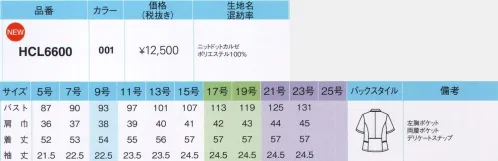 アイトス (ハイナック) HCL6600-001 オーバーブラウス スマートなシルエットが細店ときちんと感を両立”甘さを抑えた繊細ドット柄が知的に好印象”ポケットのパイピングと腰の切替えのアクセントが細見せを実現。ラインがあしらわれた上品なボタン。●風通りのいい生地だから涼しい着心地隙間のある立体的な編み方で風通りに優れた生地だから、涼しく快適。春夏に最適なオーバーブラウスです。●吸汗速乾でいつもサラサラ＆紫外線カットで涼しく綿の7倍以上速乾性を持つ高機能素材「東レ スプリンジー」。吸った汗をすばやく拡散するので、サラリとした着心地を保ちます。また、太陽光の放射エネルギーを反射し、紫外線をカットすることで、衣服内の温度状況を抑制します。●着心地も美しさも叶うニット素材伸縮性抜群だから動きやすくストレスフリー。手軽に洗えて、シワになりにくいからお手入れも簡単です。※21～23号は受注生産になります。※受注生産品につきましては、ご注文後のキャンセル、返品及び他の商品との交換、色・サイズ交換が出来ませんのでご注意くださいませ。※受注生産品のお支払い方法は、先振込み（代金引換以外）にて承り、ご入金確認後の手配となります。 サイズ／スペック