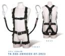 藤井電工 TH-506-2NV93SV 飛燕ハーネス ツインランヤード付（ノビロン）（TH-506-2NV93SV-OT-2R23） HIEN HARNESS-飛燕ハーネス-多くの工具類を装備でき、動きやすさも配慮したY型モデル。■POINT1 広い道具取付けスペース胴ベルト部に道具取付けスペースを広く確保したY型のフルハーネス。多くの工具類を必要とする作業に最適。■POINT.2 束縛感がない腿部は左右が独立した、束縛感の少ない水平型腿ベルト。道具を多く装備しても動きやすい設計。■POINT.3 身体に合わせてフィットベルトの長さの調節範囲を広くとっているため、夏服・冬服でもぴったり装着が可能。□ランヤード【伸縮自在ストラップ:幅32mm×長さ（収縮時1，100～1，200mm、伸長時1，550mm）、フック:FS-93SV（軽量・SV回転）】×2・ショックアブソーバ・フックハンガー2個付※必ず、胴ベルトを取りつけてからご使用ください。※この商品は受注生産になります。※受注生産品につきましては、ご注文後のキャンセル、返品及び他の商品との交換、色・サイズ交換が出来ませんのでご注意ください。※受注生産品のお支払い方法は、先振込（代金引換以外）にて承り、ご入金確認後の手配となります。