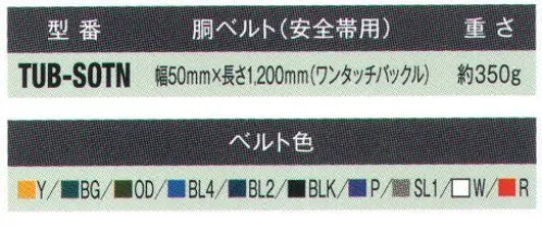 藤井電工 TUB-SOTN 安全帯用 胴ベルト（ワンタッチバックル） ※この商品は受注生産になります。※受注生産品につきましては、ご注文後のキャンセル、返品及び他の商品との交換、色・サイズ交換が出来ませんのでご注意ください。※受注生産品のお支払い方法は、先振込（代金引換以外）にて承り、ご入金確認後の手配となります。 サイズ／スペック