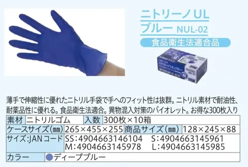 中部物産貿易 NUL-02 ニトリーノULブルー（3000枚入） サイズ／スペック