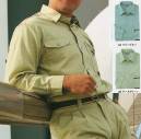本州衣料 JE-8133 ワークシャツ 実用性に優れた胸ポケット、左袖ペン差しポケット。