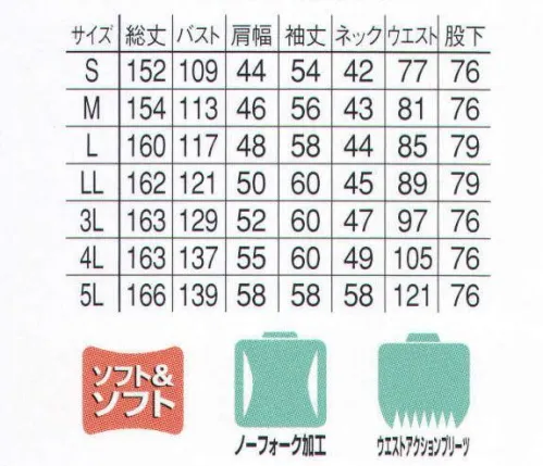 本州衣料 J-39600 オーバーオール ナチュラルな肌触りと優れた通気性、腰の伸縮自在加工が特徴。ゆったりとした着心地で、腕の動きもスムーズ。肩の窮屈感を無くす加工を施し、どんな動きにも対応します。ウエスト部分にプリーツと呼ばれる伸縮加工と特殊ゴムを採用。ウエスト部分を閉め過ぎず、動きやすさが向上します。※「26 ターコイズグリーン」、「27 ハニーゴールド」は、販売を終了致しました。 サイズ／スペック