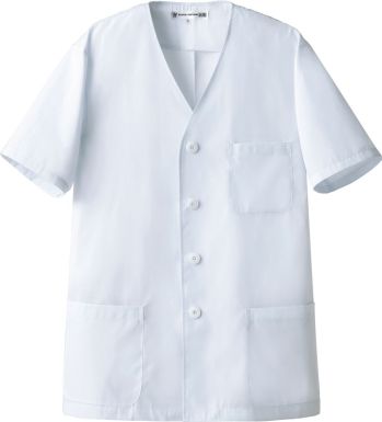 厨房・調理・売店用白衣 半袖白衣 セブン（白洋社） AA322-8 コート（男性用） 食品白衣jp