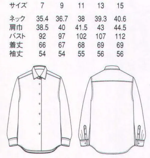 セブン（白洋社） CH4489 長袖シャツ(女性用) 織りでストライプを表現している、シャドーストライプですので、無地の様に扱えるシャツ生地になっています。高機能な生地で、一番の特徴はシルク調でエレガントなところです。デザインはシンプルですので巾広いシーンで着用出来る商品になっています。 ※この商品はご注文後のキャンセル、返品及び交換は出来ませんのでご注意下さい。※なお、この商品のお支払方法は、先振込（代金引換以外）にて承り、ご入金確認後の手配となります。 サイズ／スペック