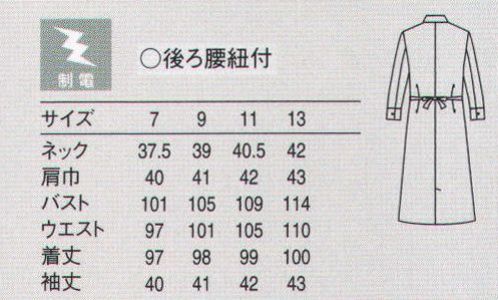 セブン（白洋社） CP2038 ワンピース オーソドックスな形のワンピースです。  後ろ腰ひも付きウエスト調整可能。 シワになりにくい。 飲食店からホテルのハウスキーピングまで幅広ご利用いただけます。 ※この商品はご注文後のキャンセル、返品及び交換は出来ませんのでご注意下さい。※なお、この商品のお支払方法は、先振込（代金引換以外）にて承り、ご入金確認後の手配となります。 サイズ／スペック