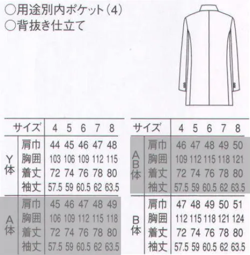 セブン（白洋社） DD2752-B ピークドラペルタキシード(B体・Y体) 従来の「暑い・重い」というを解消するべく細部にまでこだわったジャケットです。高級感がありながら軽い、ツイルの生地を使用しています。肩パットや増し芯もオリジナルで開発し軽量化を図り、暑くない・重くない着心地を得られるものになっております。形についても、肩巾を若干狭くすることでカッティングをモダンでスタイリッシュにしています。 ※A体・AB体は「DD2752-A」に掲載しております。 ※この商品はご注文後のキャンセル、返品及び交換は出来ませんのでご注意下さい。※なお、この商品のお支払方法は、先振込（代金引換以外）にて承り、ご入金確認後の手配となります。 サイズ／スペック