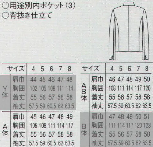 セブン（白洋社） DD2754-A イートンコート(A体・AB体) 従来の「暑い・重い」というを解消するべく細部にまでこだわったジャケットです。高級感がありながら軽い、ツイルの生地を使用しています。肩パットや増し芯もオリジナルで開発し軽量化を図り、暑くない・重くない着心地を得られるものになっております。形についても、肩巾を若干狭くすることでカッティングをモダンでスタイリッシュにしています。 ※Y体・B体は「DD2754-B」に掲載しております。 ※この商品はご注文後のキャンセル、返品及び交換は出来ませんのでご注意下さい。※なお、この商品のお支払方法は、先振込（代金引換以外）にて承り、ご入金確認後の手配となります。 サイズ／スペック