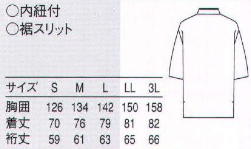 セブン（白洋社） EA3034 作務衣（上衣） ・作務衣  ・衿配色縫い付け  ・右腰パッチポケット  ・両脇スリット   ＊和風に適しています。  ○ベーシックな作務衣です。 春夏用として、軽く涼し気な素材を使用しています。 襟部分の配色はリバーシブルエプロン。 ※この商品はご注文後のキャンセル、返品及び交換は出来ませんのでご注意下さい。※なお、この商品のお支払方法は、先振込（代金引換以外）にて承り、ご入金確認後の手配となります。 サイズ／スペック