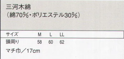 セブン（白洋社） JW4625 和帽子 ※この商品はご注文後のキャンセル、返品及び交換は出来ませんのでご注意下さい。※なお、この商品のお支払方法は、先振込（代金引換以外）にて承り、ご入金確認後の手配となります。 サイズ／スペック