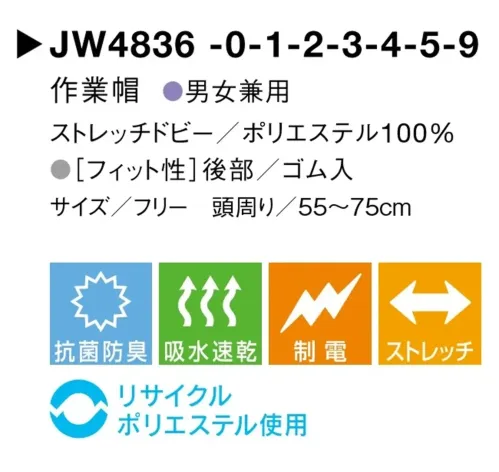 セブン（白洋社） JW4836-2 作業帽 サイズ／スペック
