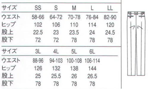 セブン（白洋社） WL1471 パンツ（脇ゴム入） 驚きのロープライスと高いデザイン性を両立したSEVEN WONDERS。 ・ツータックパンツ ・センタープレス入り  ・ベルトループ付き  ・前ファスナーあき、ボタン留め  ・ウエスト両脇ゴム  ・両脇斜めポケット  ・後ろ両肩玉縁ポケット、左ボタン留め  ・裾2．5cm三つ折  ＊調理、軽作業工場などに適しています。※「1 ホワイト×ブルー」「2 ホワイト×レッド」「6 ホワイト×ブラウン」は、販売を終了致しました。※この商品はご注文後のキャンセル、返品及び交換は出来ませんのでご注意下さい。※なお、この商品のお支払方法は、先振込（代金引換以外）にて承り、ご入金確認後の手配となります。 サイズ／スペック