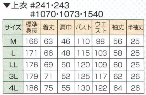 日の丸 1540 上衣（長袖上着） ワーキングウェア（メンズ） サイズ／スペック