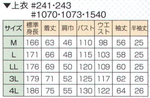 日の丸 1540 上衣（長袖上着） ワーキングウェア（メンズ） サイズ／スペック