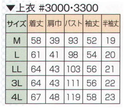 日の丸 3000 上衣（長袖上着） ワーキングウェア（レディース） サイズ／スペック