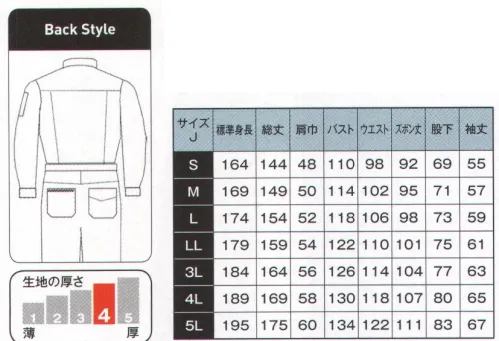 日の丸 3955 ブロークンツイル続服 耐久性を重視した厚みのあるタフな素材感。味わい深いブロークンツイルならではの質感。※製品洗い加工の為、多少の色ブレがあります。 サイズ／スペック