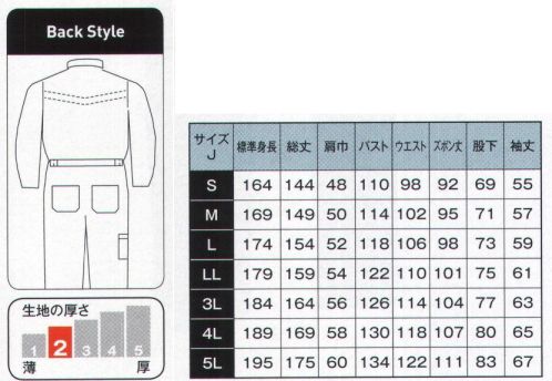 日の丸 807 続服 ワーカーのこだわりにフィットする多機能な新シリーズ サイズ表