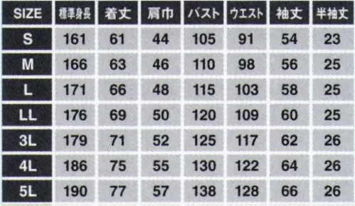 日の丸 981 上衣（長袖上着） ワーキングウェア（メンズ） サイズ／スペック