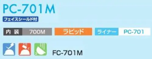 スターライト FC-701M PC-701M型ヘルメット(ライナー付/700M内装)(フェイスシールド付) 透過バイザータイプのスタンダード機種。※この商品はご注文後のキャンセル、返品及び交換は出来ませんのでご注意ください。※なお、この商品のお支払方法は、前払いにて承り、ご入金確認後の手配となります。 サイズ／スペック