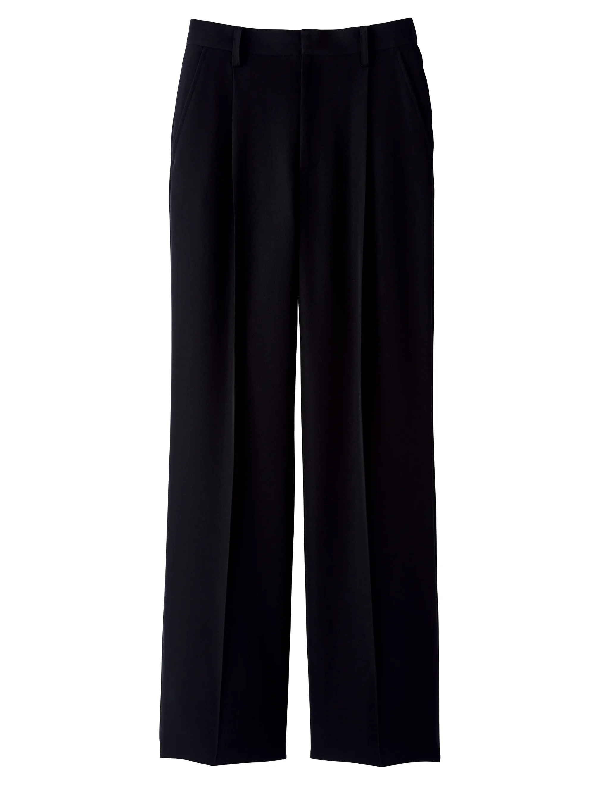 ハネクトーン 9863 パンツ CounterBiz Plus+ 9863 ブラック パンツ美しいシルエットと動きやすさを兼ね備えたCounterBiz Plus+シリーズのブラックパンツ。深みのある漆黒と端正なラインが、洗練された印象を際立たせます。環境配慮型の高品質素材RENU®ダブルサテンを使用し、サステナブルな装いも実現。特徴・脚長効果を引き立てるセンタープレス入りのストレートライン・上品な光沢としなやかさが魅力のRENU®ダブルサテン素材を採用・長時間の着用でも疲れにくいストレッチ性と軽快な履き心地・バックスタイルも美しく仕上げるベルトループ付き・ジャケット（9198-8、9199-8）と合わせてエレガントなセットアップに仕様・品番:9863-8・カラー:ブラック・サイズ:5号・7号・9号・11号・13号・15号・17号・19号※この商品は股下フリーのため、着用するには丈詰めが必要です。