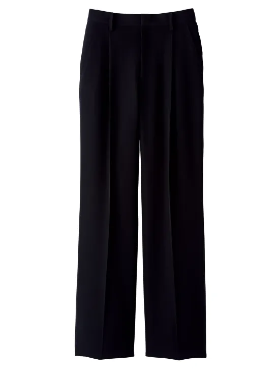 ハネクトーン 9863 パンツ CounterBiz Plus+ 9863 ブラック パンツ美しいシルエットと動きやすさを兼ね備えたCounterBiz Plus+シリーズのブラックパンツ。深みのある漆黒と端正なラインが、洗練された印象を際立たせます。環境配慮型の高品質素材RENU®ダブルサテンを使用し、サステナブルな装いも実現。特徴・脚長効果を引き立てるセンタープレス入りのストレートライン・上品な光沢としなやかさが魅力のRENU®ダブルサテン素材を採用・長時間の着用でも疲れにくいストレッチ性と軽快な履き心地・バックスタイルも美しく仕上げるベルトループ付き・ジャケット（9198-8、9199-8）と合わせてエレガントなセットアップに仕様・品番:9863-8・カラー:ブラック・サイズ:5号・7号・9号・11号・13号・15号・17号・19号※この商品は股下フリーのため、着用するには丈詰めが必要です。