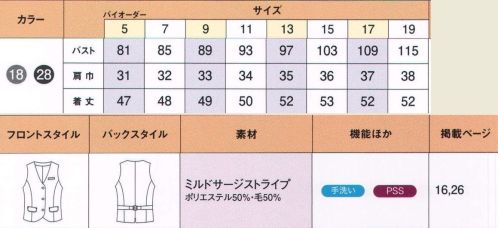 ハネクトーン R552 ベスト 飾りフラップの上がポケット口で出し入れがラク。上品で知的、そしてポジティブ。若々しさあふれるROPEのキャリアスタイル。 ナチュラルでクラシックな温かみとトレンド感がマッチ。上品でポジティブな女性のためのROPEスタイル。ベーシックでコンパクトなデザインに、温かみのある素材を使用し、キャリアテイストの中にも優しい女性らしさを感じさせます。秋冬にうれしい厚め素材で、外回りでぬくもりをキープ。 ジュン＆ロペ・エンターテイメントがお送りします。ギャラリー、美術館、インフォメーション、受付、添乗員、旅行会社、プロとしての自信を生むJUNのカウンタービズ。※「18 濃グレー」は、販売を終了致しました。 サイズ／スペック