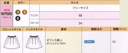 ハネクトーン WP005 ペチコート 半永久的に静電気をシャットアウトする、優れた制電糸・ラピアを使用。心地良い肌触り。洗濯機OK。 サイズ／スペック