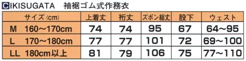 伊田繊維 5045 袖裾ゴム式テト麻作務衣（M・L） ポリエステルの強く、洗濯も楽（シワになりにくく、乾きやすい）な機能性と、接触冷感の麻の清涼性を併せ持った、春夏向きの実力派です。※この商品はご注文後のキャンセル、返品及び交換は出来ませんのでご注意下さい。※なお、この商品のお支払方法は、先振込（代金引換以外）にて承り、ご入金確認後の手配となります。 サイズ／スペック