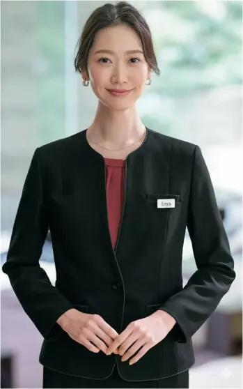 オフィスウェア 長袖ジャケット（ブルゾン・ジャンパー） サーヴォ GJAL-2552-B9 ノーカラージャケット 事務服JP