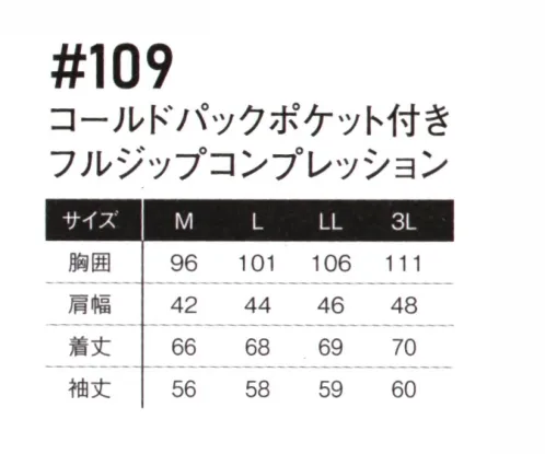 アイズフロンティア 109 コールドパックポケット付きフルジップコンプレッション ※この商品につきましては、在庫のある場合でもご注文後3～4日後の出荷が最短となります。予めご了承のほどよろしくお願い致します。熱中症対策に新たな高性能ギアが誕生。保冷商品は新たな領域へ。・業界初の保冷パック用ポケット(3ヶ所)付きの冷感フルジップコンプレッションシャツ。各ポケットの一部にはノンストレッチのウェービータフタを使用し、シルエットと各ポケットの型崩れを軽減しています。・本体素材構造によるパウダータッチの素材感と、伸長率約40％、伸長回復率約94％を誇るハイレベルなストレッチ性能を両立。汗ばむ季節に快適な着心地を実現すると共に、保冷パックが程よく身体にフィットする高いホールド感を発揮。・特殊糸を採用し一般基準約1.75倍の接触冷感指数を実現。着用時の更なる快適性アップを実現しました。・ナイロン素材特有の堅牢性と速乾性を併せ持ち、着用時のシワも気にならない汎用性の高さも魅力。・脇パーツにはメッシュ素材を使用し、更なる快適感をアップ。・AIR CYCLONE SYSTEMと併用すればより冷却効果を発揮します!※保冷パックは別売りです。※お手入れにつきまして・プリントは、非常に熱に弱いため乾燥機(タンブラー乾燥機)の使用は厳禁です。表面のベタつき、硬化によるひび割れ、プリントの剥がれの原因になります。洗濯表示をご確認下さい。・プリント部分のアイロン(加熱)はお避け下さい。溶ける、硬化、剥がれの原因になります。・出来るだけ目の細かい洗濯ネットを使用して裏返しで入れて洗濯して下さい。より痛みが少なくなります。・漂白剤、柔軟剤、蛍光剤の入った洗剤は出来るだけご使用をお避け下さい。※この商品はご注文後のキャンセル、返品及び交換は出来ませんのでご注意ください。※なお、この商品のお支払方法は、前払いにて承り、ご入金確認後の手配となります。 サイズ／スペック