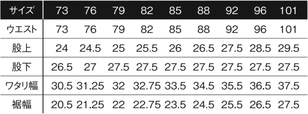 アイズフロンティア 7454 接触冷感ストレッチデニムハーフパンツ サイズ・スペック