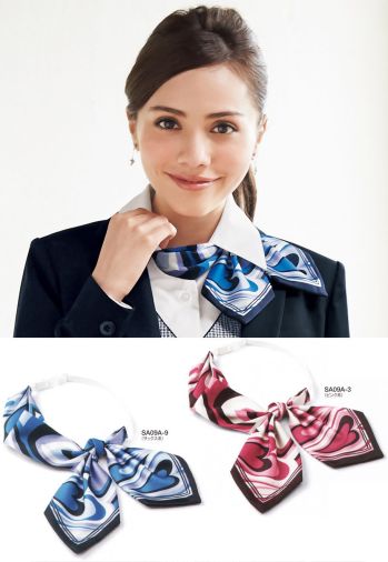 神馬本店 SA09A スカーフタイ 上品フェミニンなハートモチーフで顔周りの印象を知的かわいく♪
