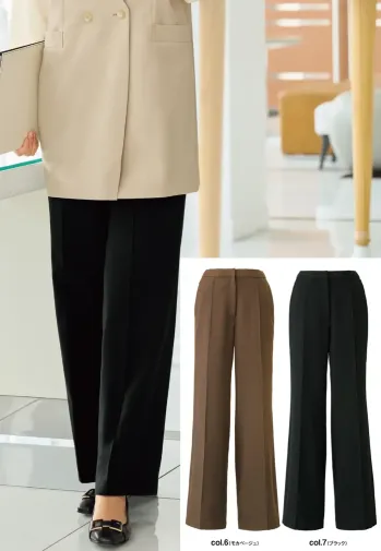 オフィスウェア パンツ（米式パンツ）スラックス 神馬本店 SA702P 裾上げ楽々パンツ（ワイド） 事務服JP