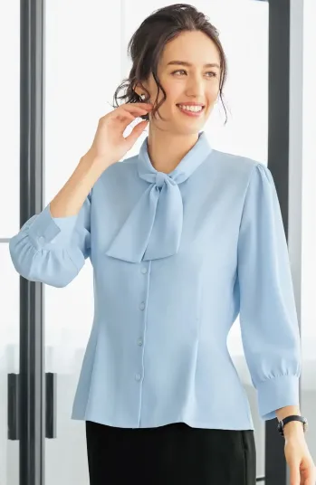 オフィスウェア 七分袖ブラウス 神馬本店 WN64B ボウタイジョーゼットブラウス（七分袖） 事務服JP