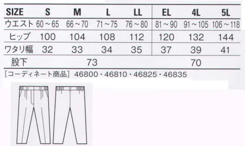 自重堂 46806 エコ製品制電レディースツータックパンツ(裏付) 製造業＆ビルメンテナンス業に最適の高機能ペアユニフォーム。製造業やビルメンテナンス業に最適なペアユニフォーム。爽やかですっきりとしたシルエットが好印象を与え、パステルカラーを貴重としたカラーバリエーションとパイピングが清潔感を演出。製品制電帯電防止JIS T8118適合商品。エコ環境負荷を軽減させるリサイクル素材を使用。※こちらの商品は取り寄せのため、ご注文から商品お届けまでに約4～5営業日（土日祝祭日除く）程の期間をいただいております。  サイズ／スペック