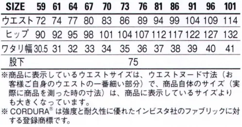 自重堂 83306 ストレッチレディースパンツ 高強度ナイロン素材「コーデュラ®」を使用し、機能性とデザイン性を兼ね備えたシリーズ。※CORDURA®は、強度の耐久性に優れたインビスタ社のふぁSブリックに対しする登録商標です。※こちらの商品は取り寄せのため、ご注文から商品お届けまでに約4～5営業日（土日祝祭日除く）程の期間をいただいております。  サイズ／スペック