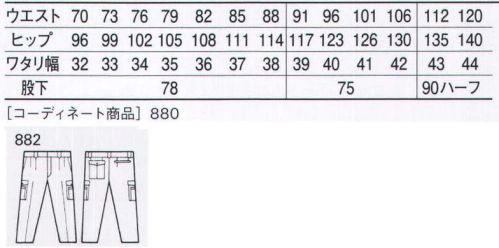 自重堂 882 防汚加工ツータックカーゴパンツ ※こちらの商品は取り寄せのため、ご注文から商品お届けまでに約4～5営業日（土日祝祭日除く）程の期間をいただいております。  サイズ／スペック