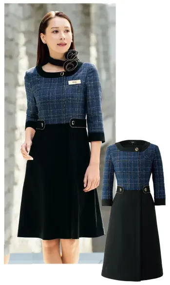インフォメーション・ショールーム 七分（八分）袖ワンピース ジョア 62150-3 ワンピース 事務服JP