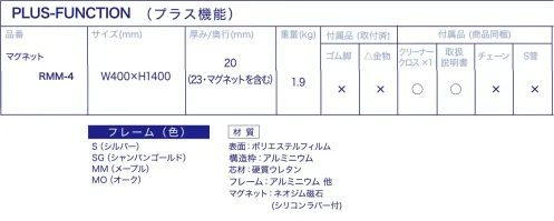 Ｊ.フロント建装 RMM-4 リフェクスミラー マグネット(幅40×高さ140cm) リフェクスミラーの新しい試み・・・レアアースマグネットしっかりついて落ちにくい！すべりにくい！安心安全な素材だから、倒れても割れません。スチールパネルにも簡単取り付け可能。とっても軽い。従来の鏡よりも、くっきり自然に映る。実は、普段ガラス鏡に映っている姿は二重になっており、若干緑色がかっているのをご存知でしたか？ガラスの厚さは5ミリもあり、ガラス面が厚い分反射する距離が伸びてしまうので、実は映る姿が二重になっています。また、ガラス鏡というのはガラス面に鉄分が含まれているため、若干の緑色が一緒に映り込んでしまい、本来の色を変えてしまっています。リフェクスミラーは、超高透明な高性能フィルムを使用しており、厚さ0.025ミリととても薄く、ガラスを使用していないので、色彩そのままをより自然に、より鮮明に映すことができます。また、お部屋の空間をより明るく広く見せる効果もあるのでご家庭の姿見には最適です。ネオジム磁石？ネオジム磁石とは日本人が発明した現在存在永久磁石の中でも最も強力な磁石です。ハイブリッドや電気自動車のモーター、OA機器の小型モーター、家電製品などの他、建材や雑貨にも使用されています。別名:希土磁石(レアアースマグネット)シリコンラバーの特徴・水に濡れても、水中で使用しても錆びません。・シリコンの摩擦により高い吸着力を実現。・全面コーティングのため、吸着時に大きな音の発生が無く、磁石との接触面にキズが付きにくい。※この商品はご注文後のキャンセル、返品及び交換は出来ませんのでご注意下さい。※なお、この商品のお支払方法は、先振込（代金引換以外）にて承り、ご入金確認後の手配となります。なお、納期は10日ほどかかります。 サイズ／スペック