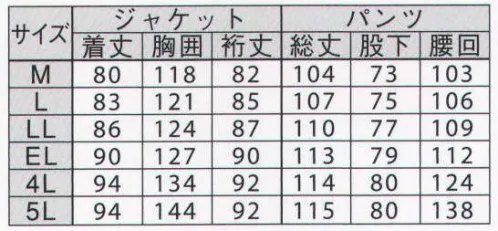 ジンナイ 8970 ナダレス制電防止スーツ（上下セット） 雨や風の浸入を防ぎながら、ウェア内の湿気を放出することで結露を防止する透湿耐水素材を使用。ミシン縫製後、縫い目にはシームテープで目貼り加工を施してあるので、高い耐水性をもっています。表生地に、合撚糸伝導性微粒子カーボンを織り込んだ素材を使用している、静電気がおきにくい製品です。（防爆性はありません。）●おすすめ使用環境:工事（電気・ガス・鉄道・水道など）、石油コンビナート（石油関連施設・製油業など）、ガソリンスタンド（給油所・石油販売など）作業全般（港湾・空港・農業・その他） サイズ／スペック