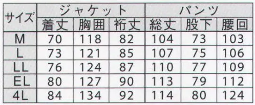 ジンナイ 8990 ナダレススーツ（上下セット） 高機能マッスルタイプ。雨や風の浸入を防ぎながら、ウェア内の湿気を放出することで結露を防止する透湿耐水素材を使用。ミシン縫製後、縫い目にはシームテープで目貼り加工を施してあるので、高い耐水性をもっています。一般の雨衣用のタフタ素材よりも丈夫な素材です。糸の太さを1．5～3倍にして織った生地で、表面は平滑で地は厚く、引っ張りや引裂きの強度が強く丈夫です。●おすすめ使用環境:作業全般（港湾・空港・農業・その他）、工事（電気・ガス・鉄道・水道など）、公共（消防・防災・清掃など）、空港作業（整備・貨物・運航支援など） サイズ／スペック